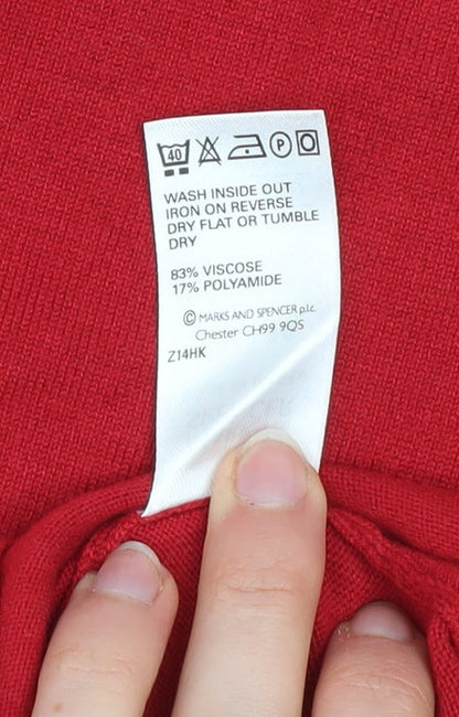 Womens UK Size 10 Marks and Spencer Red Pullover Jumper