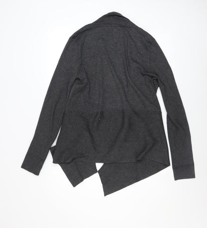 Linda Matthews Women's Grey XL Open Front Knit Cardigan