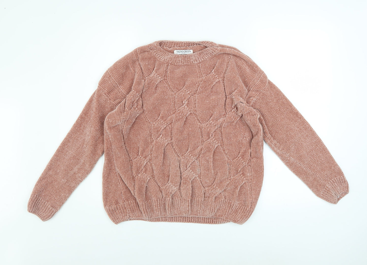 Womens UK Size XL Salvo Green Pink Pullover Jumper