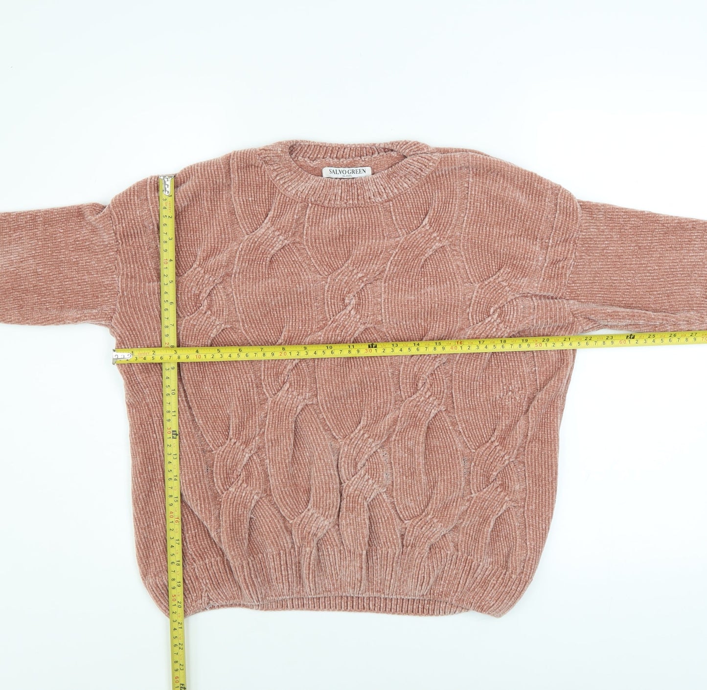 Womens UK Size XL Salvo Green Pink Pullover Jumper