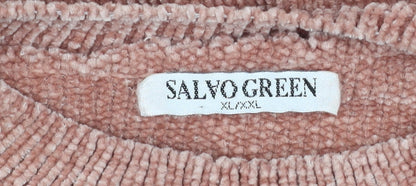 Womens UK Size XL Salvo Green Pink Pullover Jumper