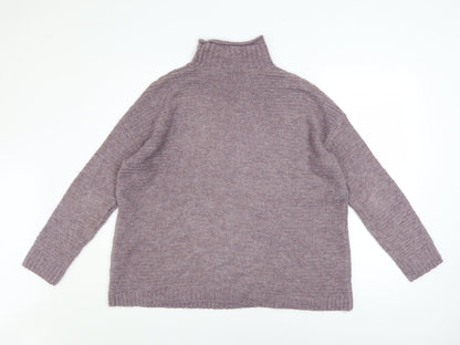 Tu Women’s Purple Mock Neck Relaxed Knit Jumper Size 12