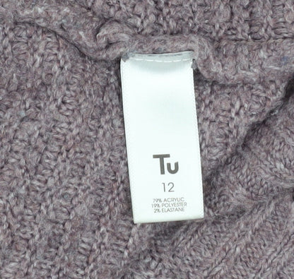 Tu Women’s Purple Mock Neck Relaxed Knit Jumper Size 12