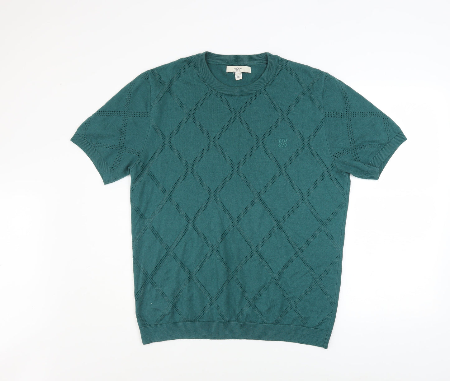 Mens UK Size L River Island Green  T-Shirt