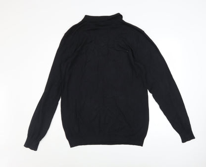 BoohooMAN Men's Black Long Sleeve Collared Button-Up Top Size L