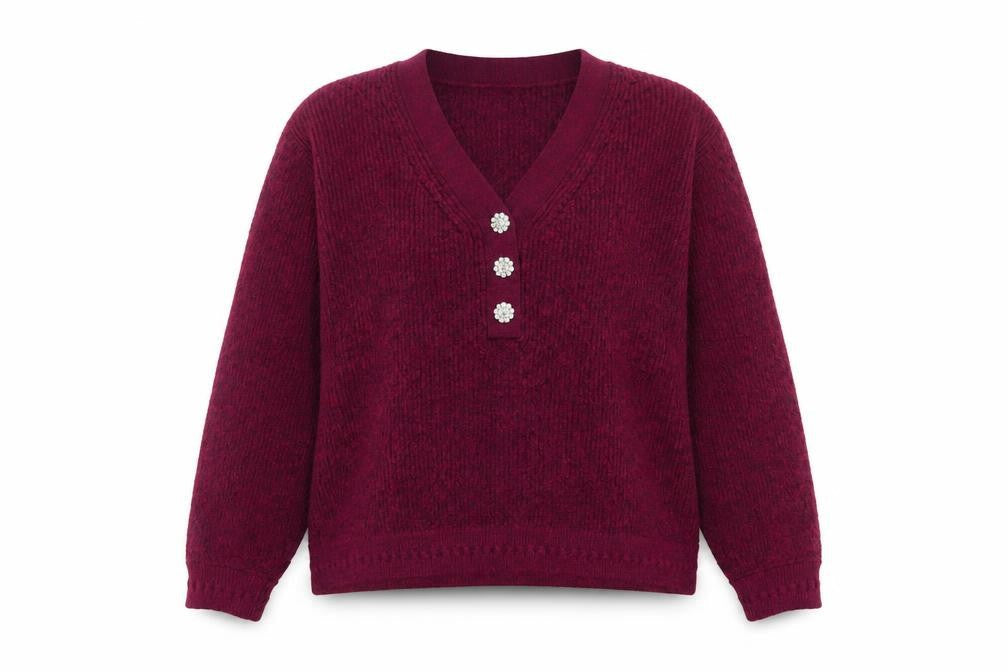 Womens UK Size L NEXT Red Henley Jumper