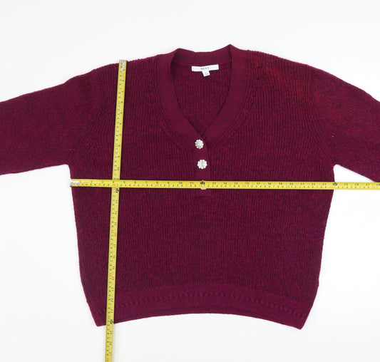 Womens UK Size L NEXT Red Henley Jumper