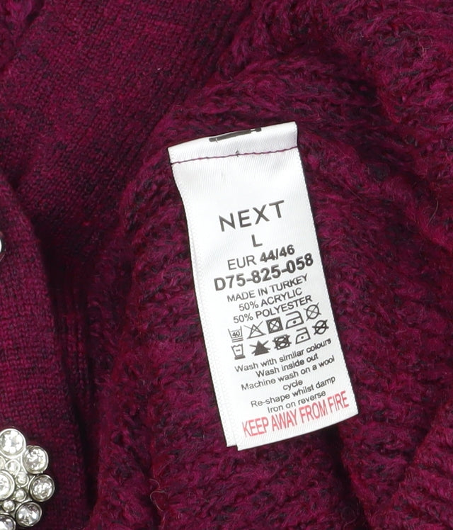 Womens UK Size L NEXT Red Henley Jumper