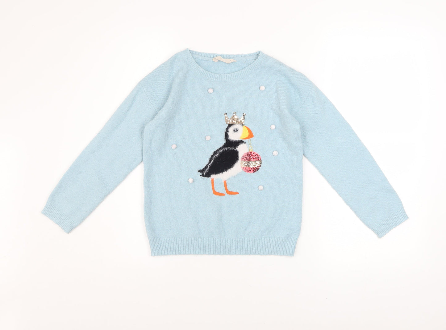 Girls UK Size 7 Years John Lewis & Partners Blue Pullover Jumper