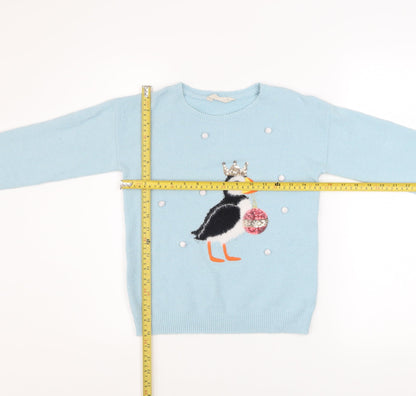 Girls UK Size 7 Years John Lewis & Partners Blue Pullover Jumper