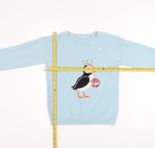 Girls UK Size 7 Years John Lewis & Partners Blue Pullover Jumper