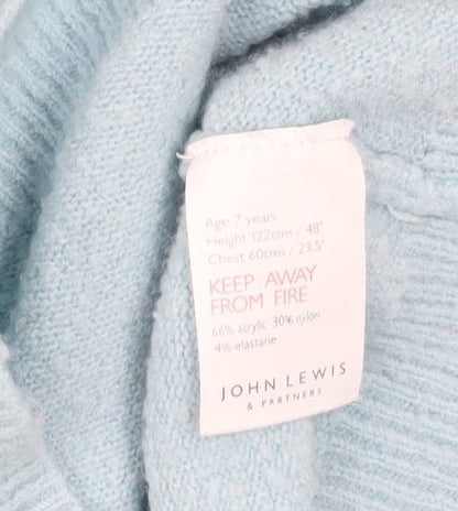 Girls UK Size 7 Years John Lewis & Partners Blue Pullover Jumper