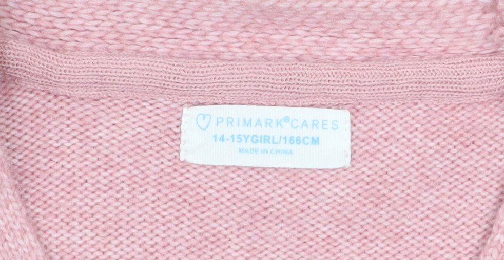 Girls UK Size 14-15 Years Primark Pink Cardigan Jumper