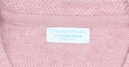 Girls UK Size 14-15 Years Primark Pink Cardigan Jumper