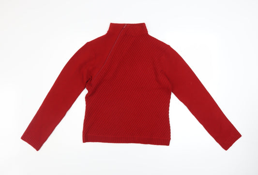 Womens UK Size M Liquid Red Full Zip Jumper