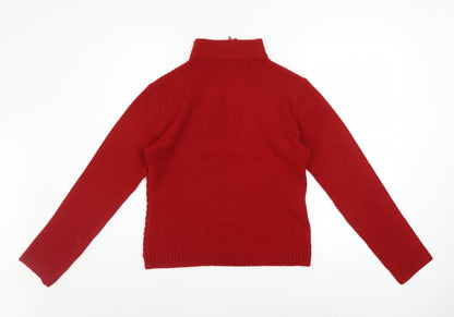 Womens UK Size M Liquid Red Full Zip Jumper
