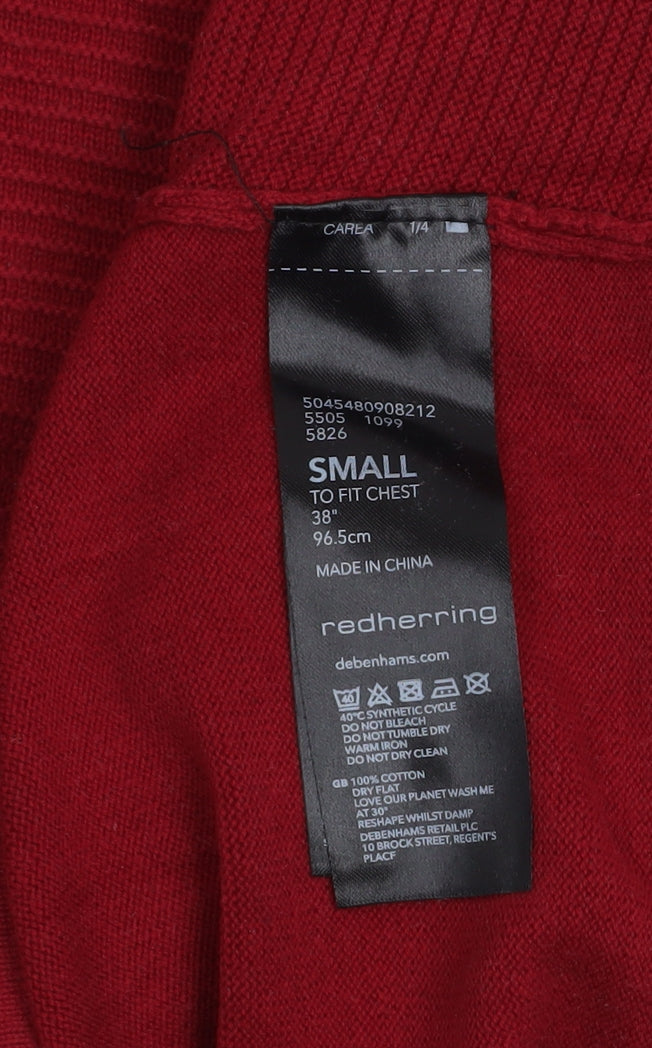 Mens UK Size S Red Herring Red Pullover Jumper