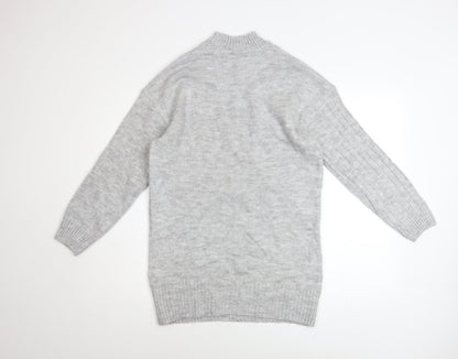 Peacocks Women Grey High Neck Knit Jumper Size S Long Sleeve