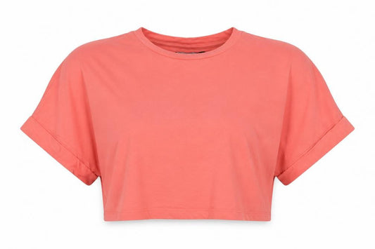 Front view of ASOS Design Women's Pink Cropped Cotton T-Shirt, size 8