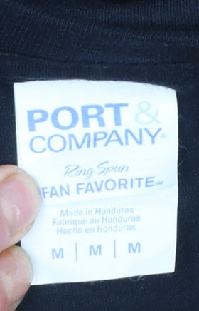 Mens UK Size M Port & Company Black  T-Shirt