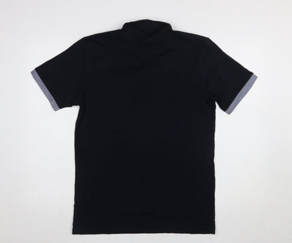 Steel & Jelly Men’s Black Cotton Polo Shirt L Short Sleeve Button Collar