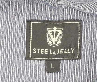 Steel & Jelly Men’s Black Cotton Polo Shirt L Short Sleeve Button Collar