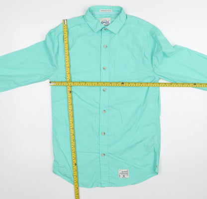 Superdry Men's Green Long Sleeve Button-Up Cotton Shirt Size S