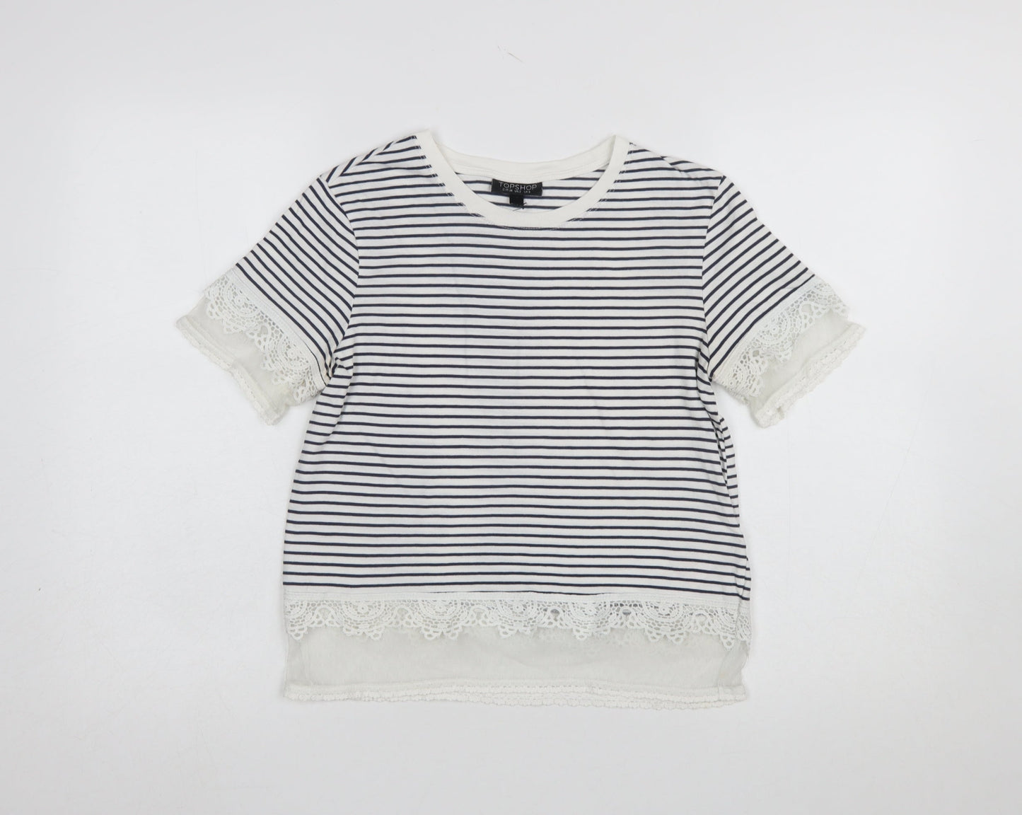 Womens UK Size 6 Topshop Blue Basic T-Shirt