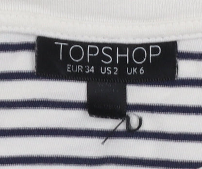 Womens UK Size 6 Topshop Blue Basic T-Shirt