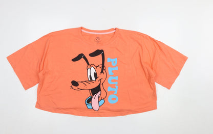 Womens UK Size L Primark Orange Cropped T-Shirt