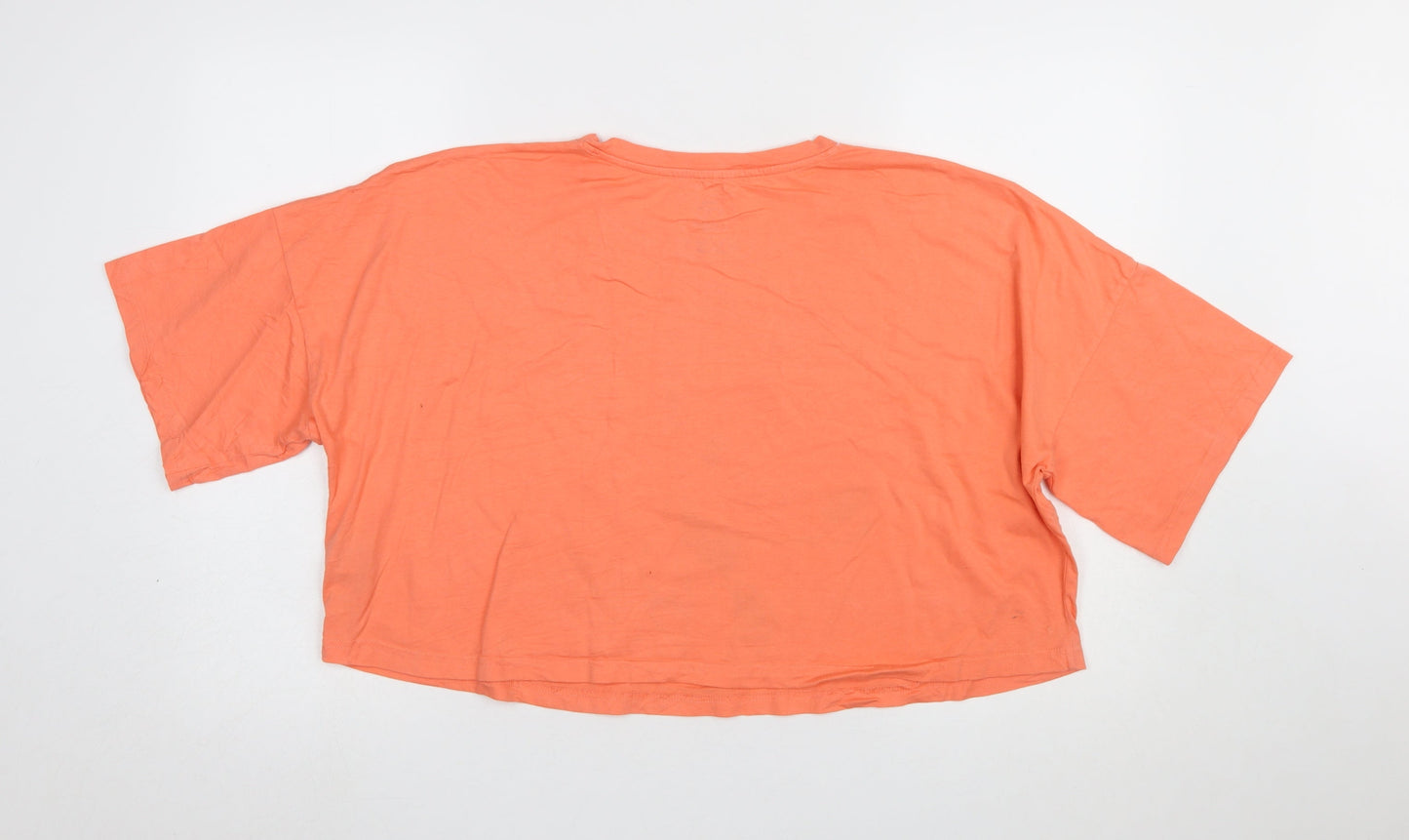 Womens UK Size L Primark Orange Cropped T-Shirt