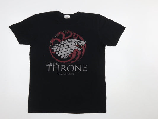 Mens UK Size L Gildan Black  T-Shirt