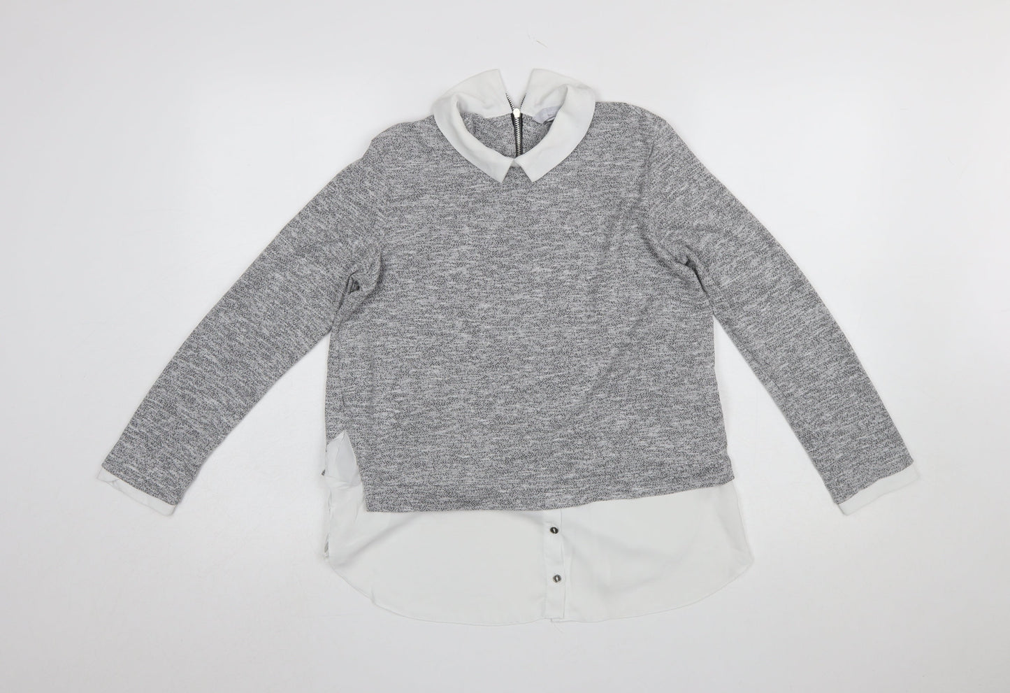 Womens UK Size 12 Red Herring Grey Layered Blouse