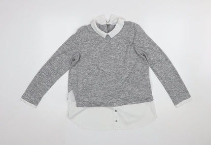 Womens UK Size 12 Red Herring Grey Layered Blouse