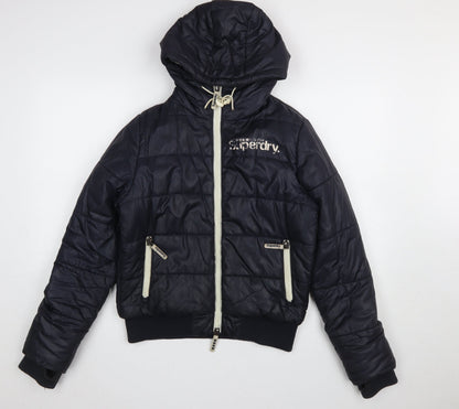 Womens UK Size M Superdry Blue Puffer Jacket