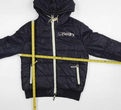 Womens UK Size M Superdry Blue Puffer Jacket