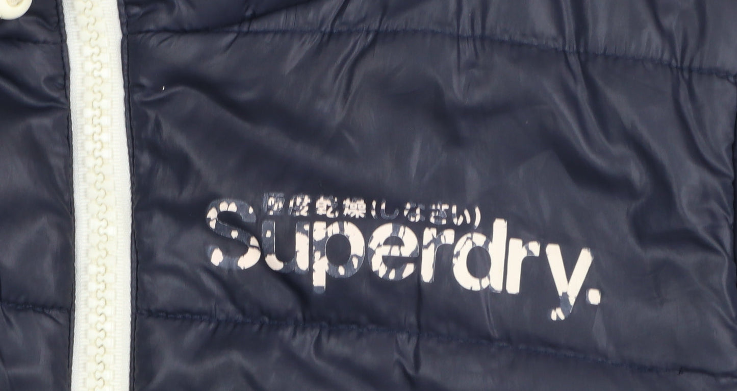 Womens UK Size M Superdry Blue Puffer Jacket