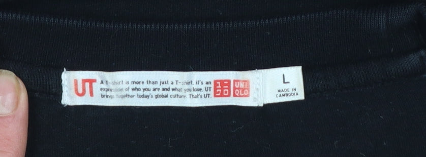 Mens UK Size L Uniqlo Black  T-Shirt