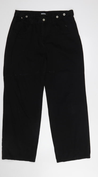 Womens UK Size XL Ken Studio Classic Fit Wide-Leg Black Jeans