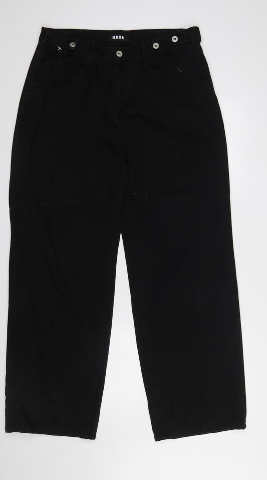 Womens UK Size XL Ken Studio Classic Fit Wide-Leg Black Jeans