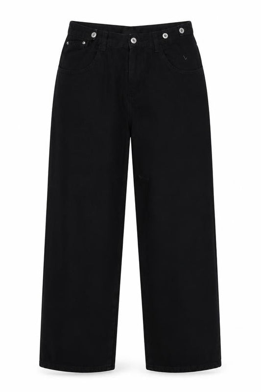 Womens UK Size XL Ken Studio Classic Fit Wide-Leg Black Jeans