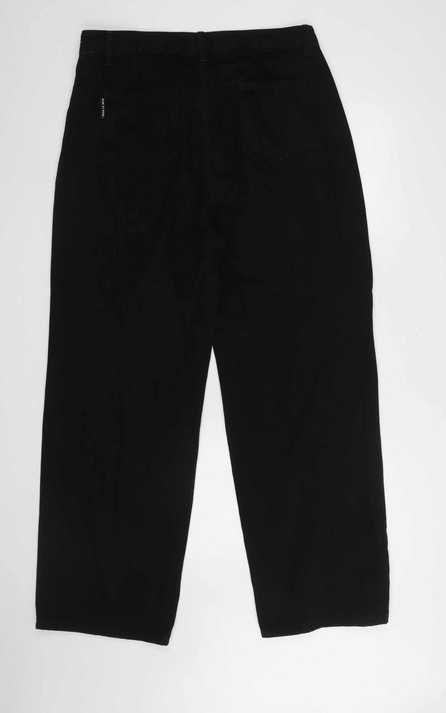 Womens UK Size XL Ken Studio Classic Fit Wide-Leg Black Jeans