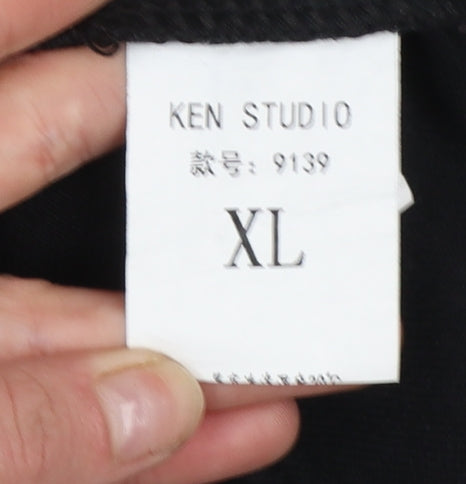 Womens UK Size XL Ken Studio Classic Fit Wide-Leg Black Jeans