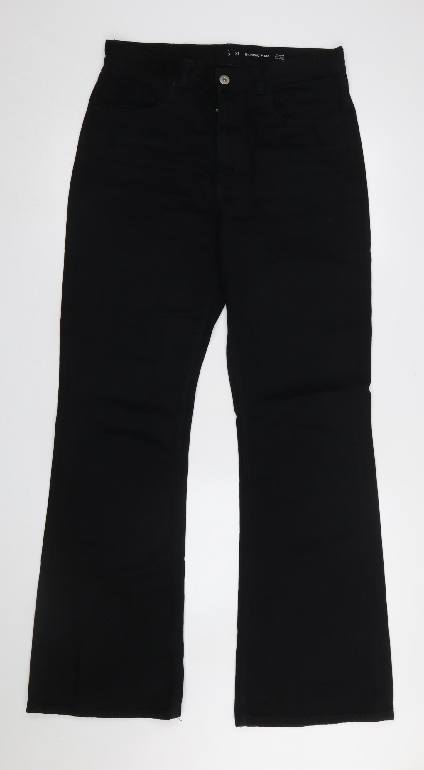 Womens UK Size 31 COS Relaxed Fit Flared Black Jeans