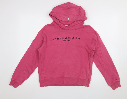 Girls UK Size 164 Tommy Hilfiger Pink Pullover Hoodie