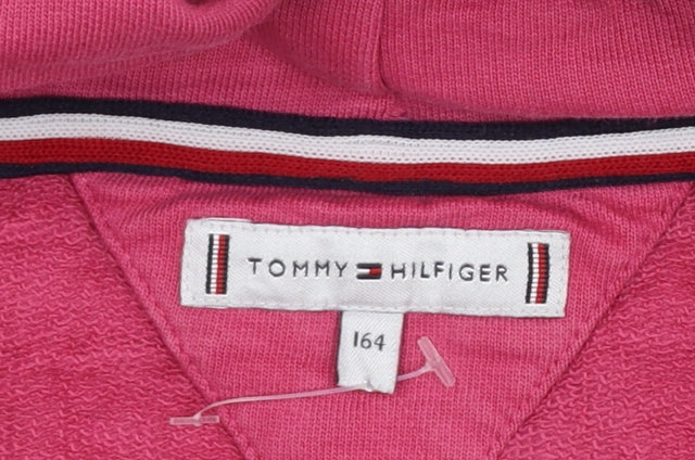 Girls UK Size 164 Tommy Hilfiger Pink Pullover Hoodie