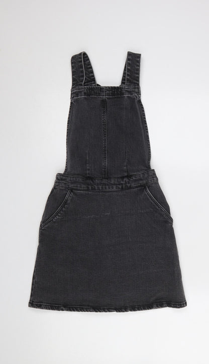 ASOS Women Black Denim Pinafore Dress Size 8 Casual Stretch