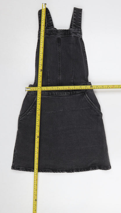 ASOS Women Black Denim Pinafore Dress Size 8 Casual Stretch