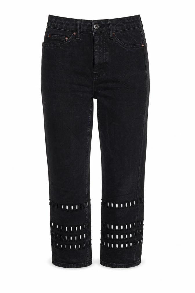 Womens UK Size 8 Topshop Regular Fit Cropped Black Jeans
