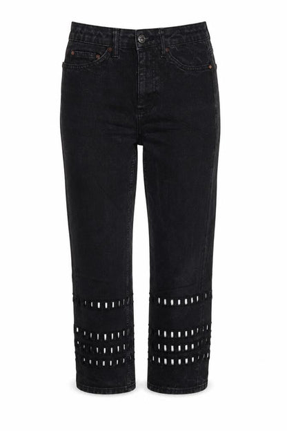 Womens UK Size 8 Topshop Regular Fit Cropped Black Jeans